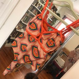 Solstice Intimates handmade lip print jersey knit bodysuit size 3XL EUC